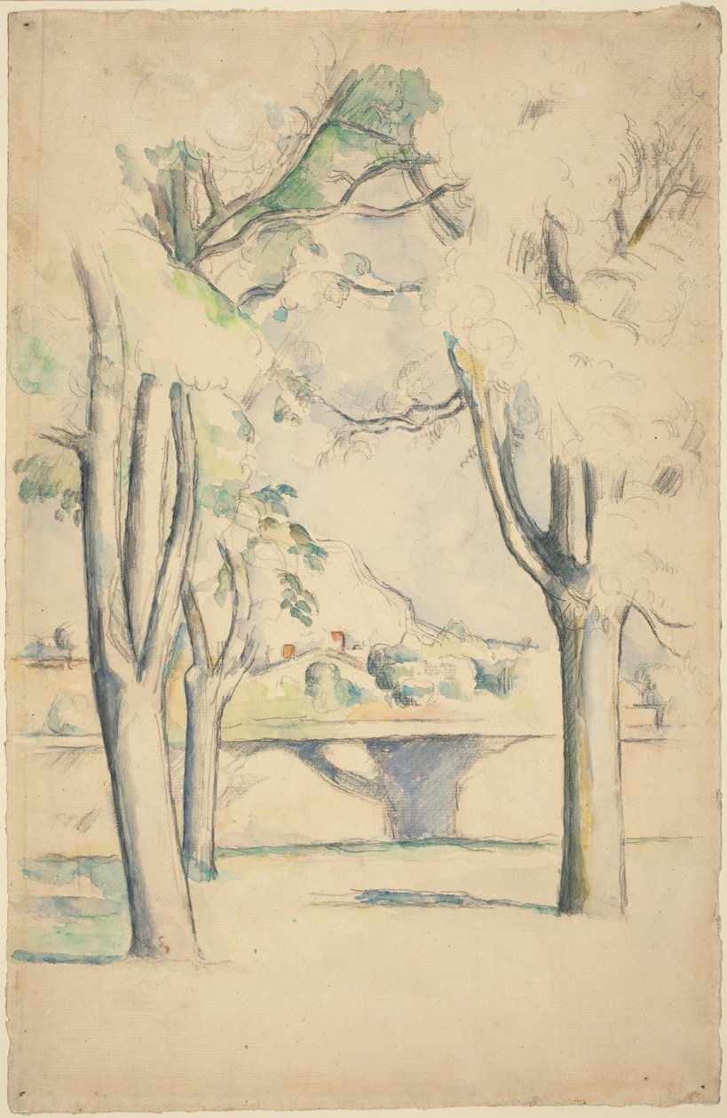 Mont Sainte-Victoire Viděno za zdí Jas de Bouffan od Paul Cézanne