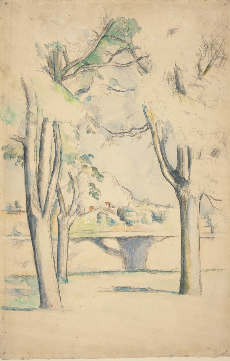 Mont Sainte-Victoire při pohledu za zeď Jas de Bouffan, c. 18851888. od Paul Cézanne