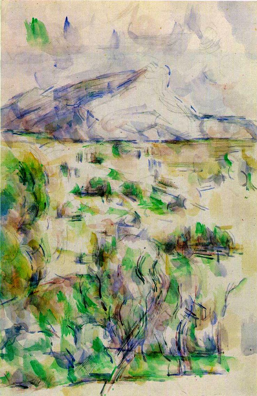 Mont Sainte Victoire z les Lauves, 1902-06 (čb a tužka na papíře) od Paul Cézanne