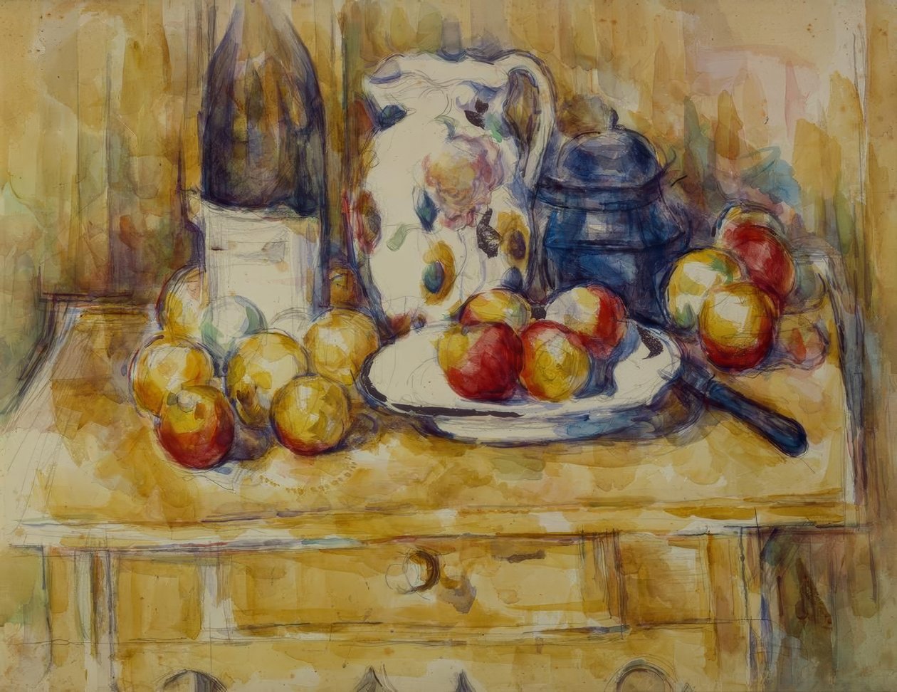 Zátiší: Jablka na prádelníku od Paul Cézanne