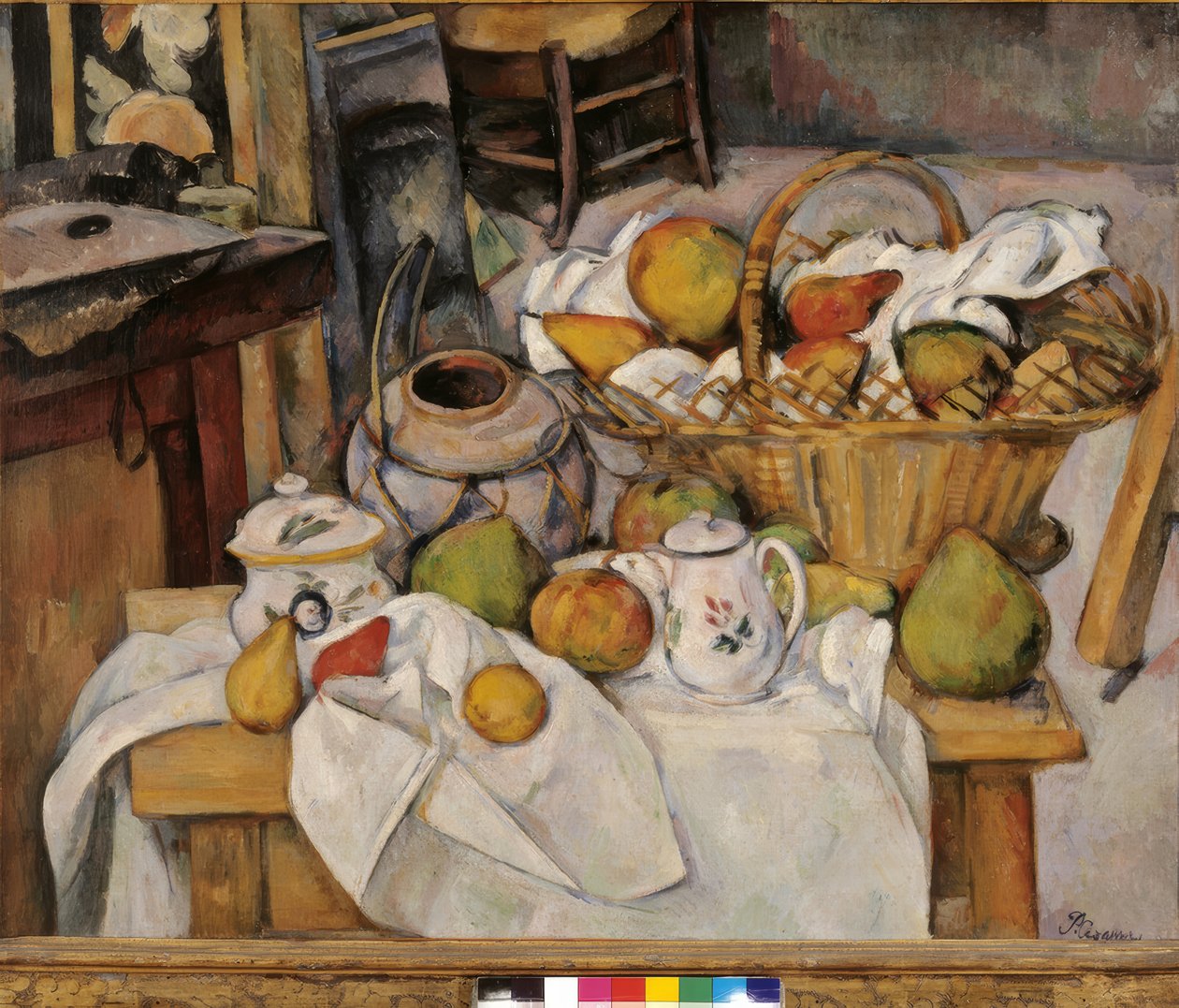 Zátiší s košíkem nebo kuchyňský stůl od Paul Cézanne
