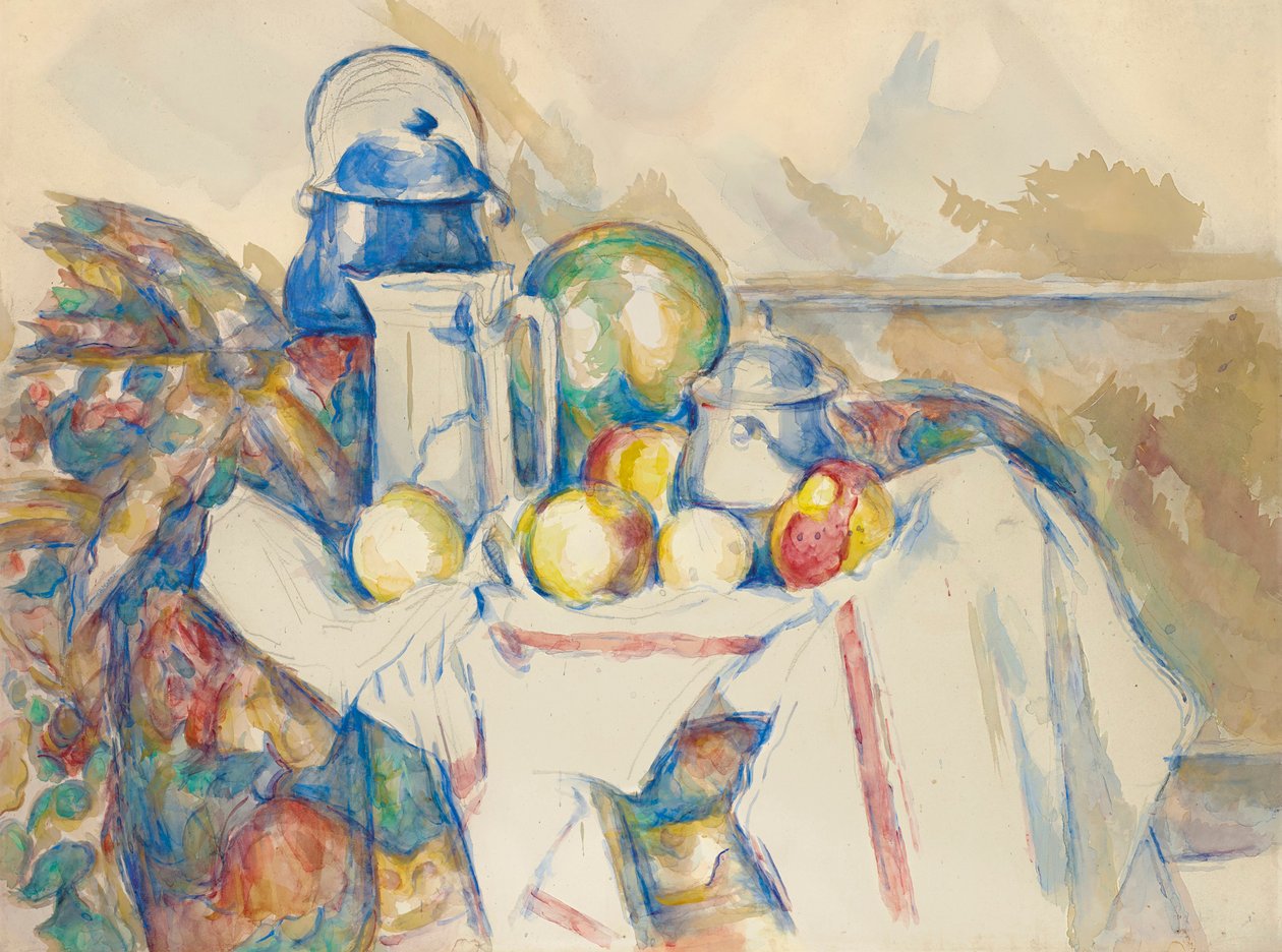 Zátiší s džbánem na mléko, melounem a cukřenkou, 1900-1906. od Paul Cézanne