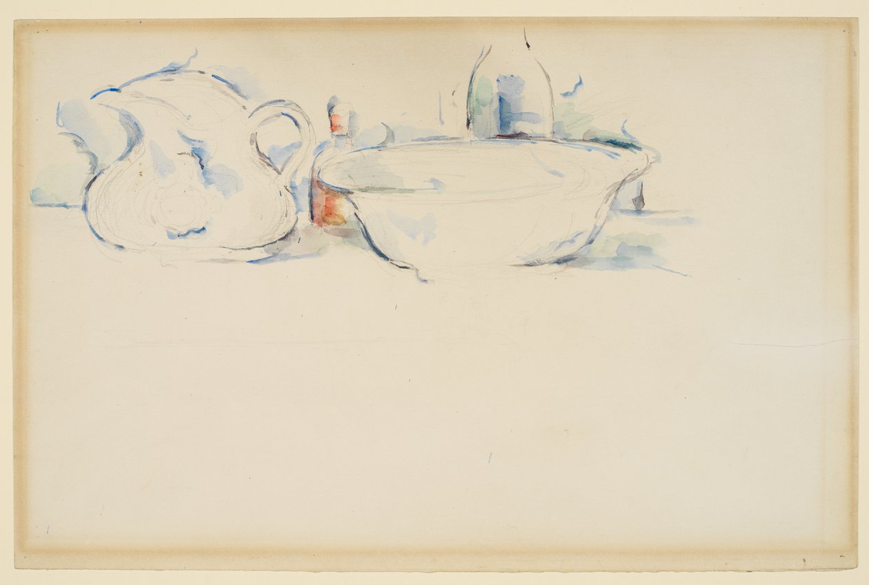 Zátiší, toaletní potřeby, c.1885-90 (grafit a akvarel na papíře) od Paul Cézanne