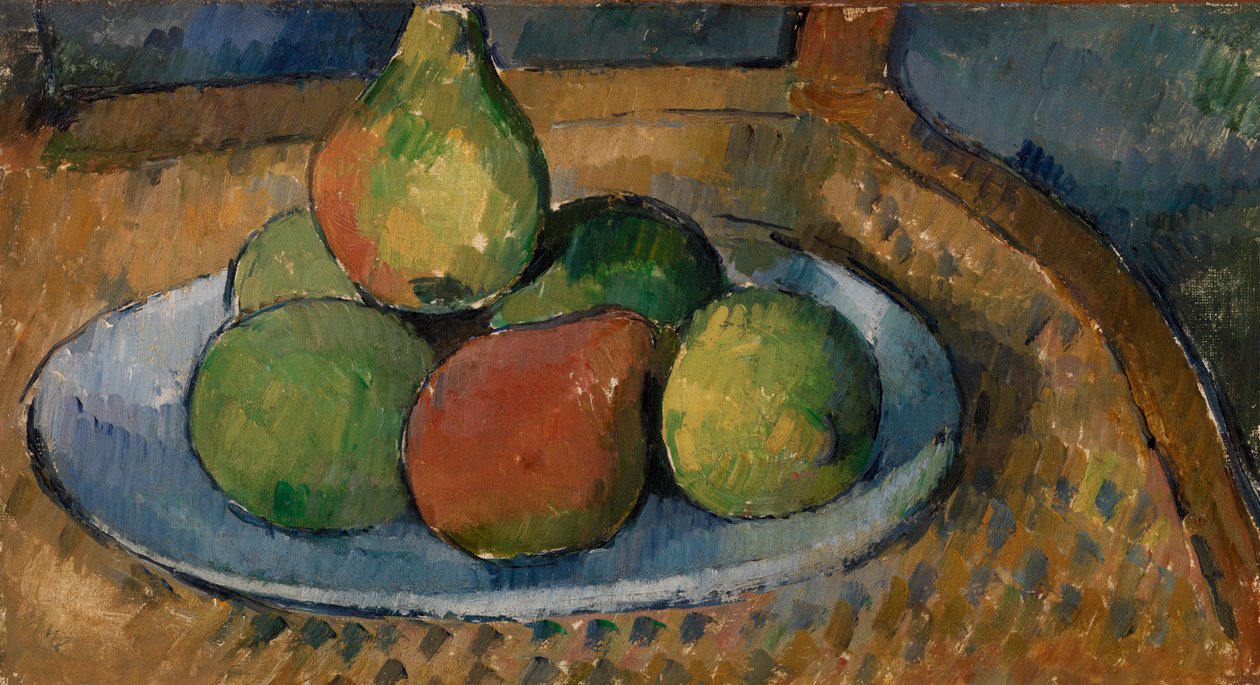 Talíř ovoce na židli od Paul Cézanne