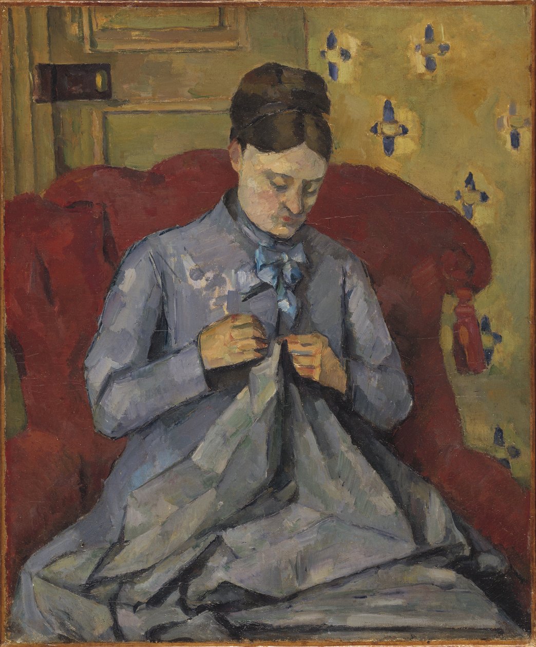 Portrét umělcovy manželky - Portrét umělcovy manželky, Cezanne, Paul (1839-1906). olej na plátně od Paul Cézanne