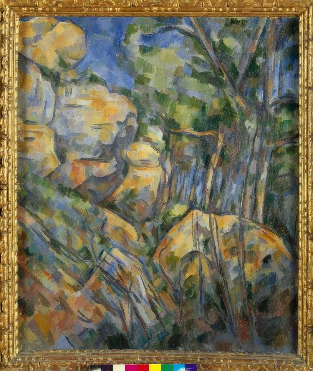 Skály poblíž jeskyní nad Château-Noir od Paul Cézanne