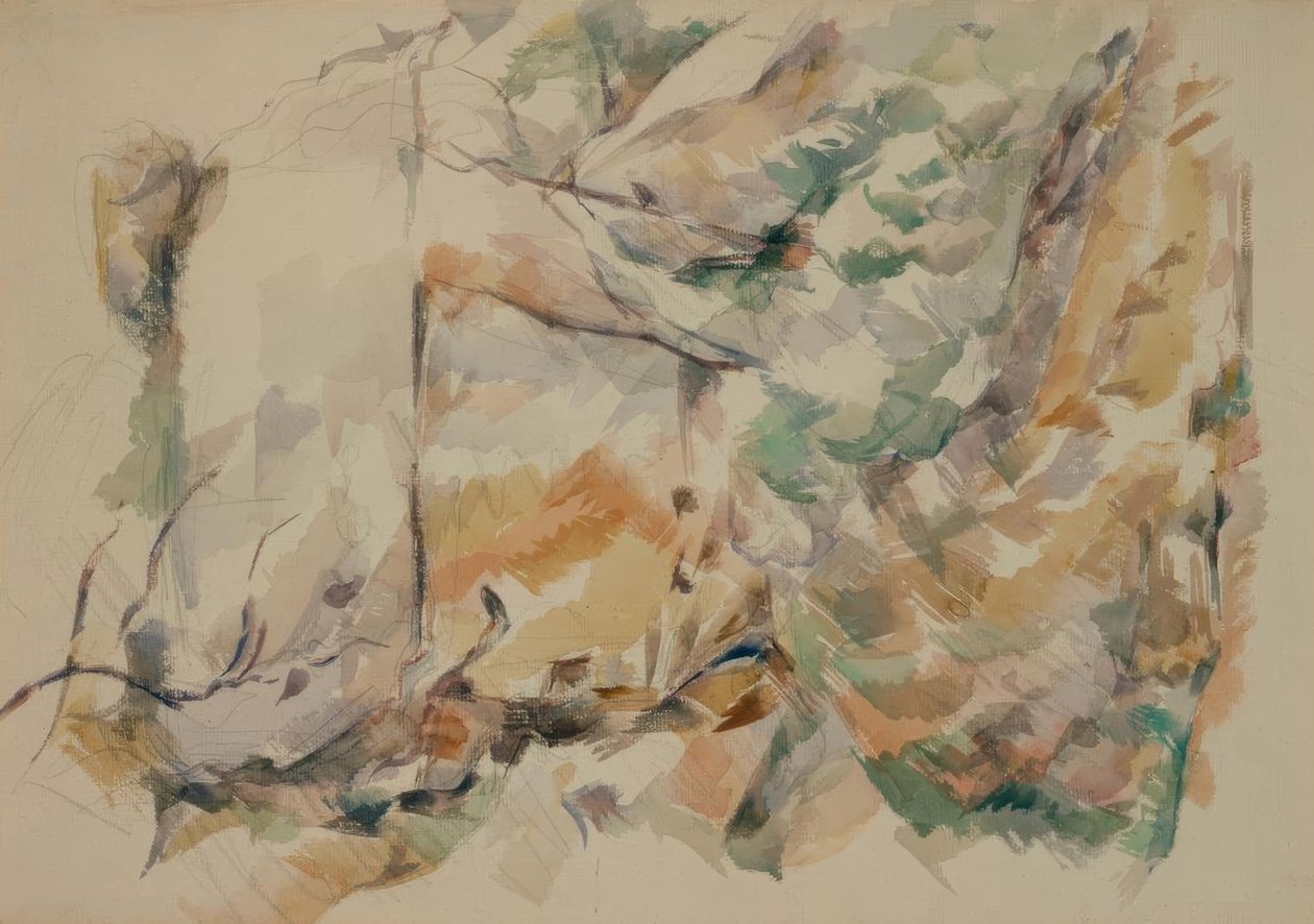 Skály poblíž jeskyní nad Château-Noir od Paul Cézanne