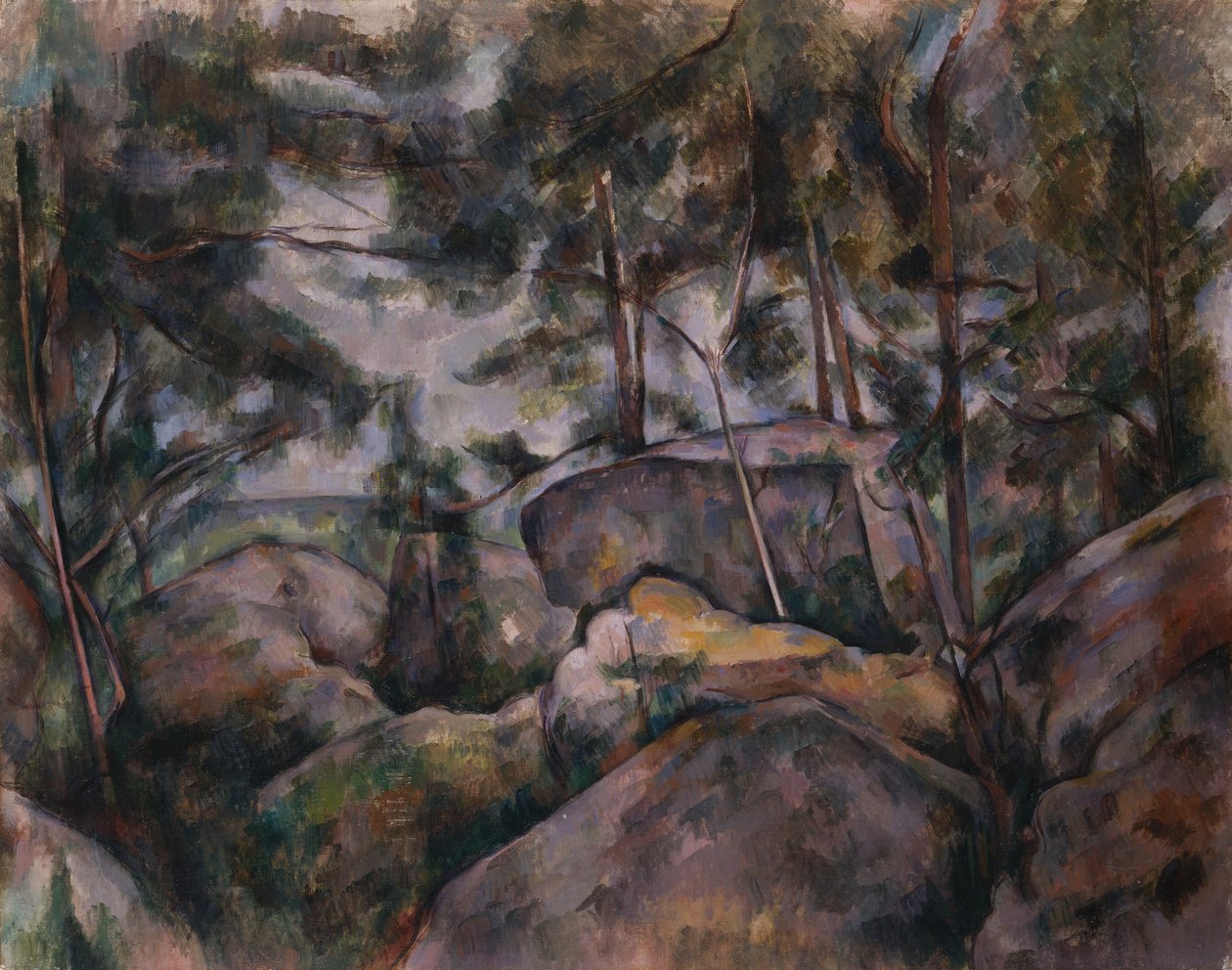 Skály v lese, 90. léta 19. století. od Paul Cézanne