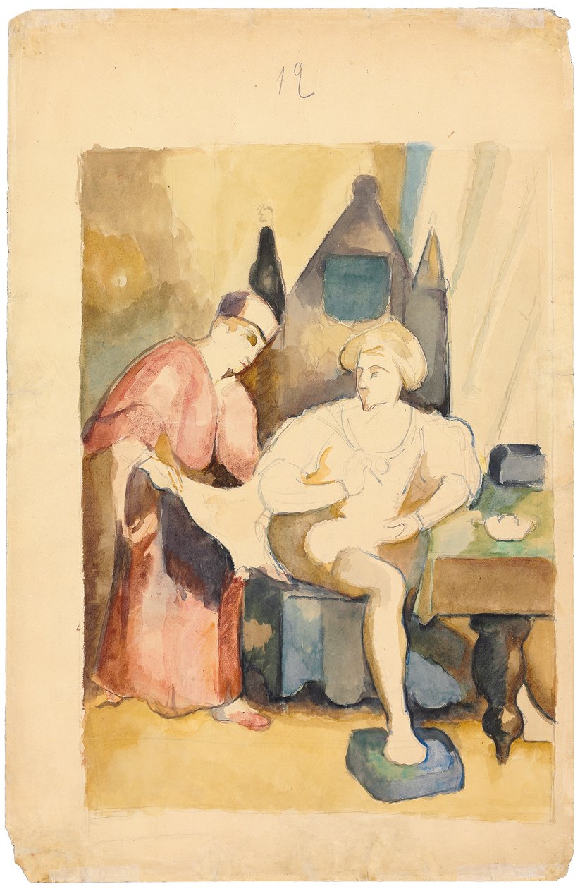 Scéna zobrazující romantický příběh; Scene Illustrant un Recit Romantique, kolem 1875-1885 od Paul Cézanne