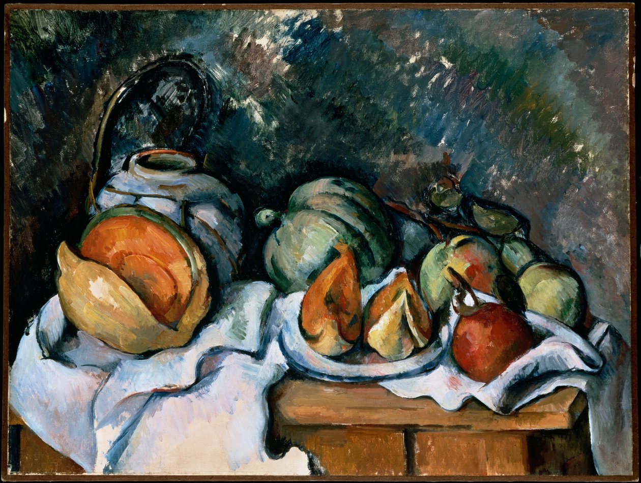 Zátiší s ovocem a zázvorovým hrncem, kolem roku 1895 od Paul Cézanne