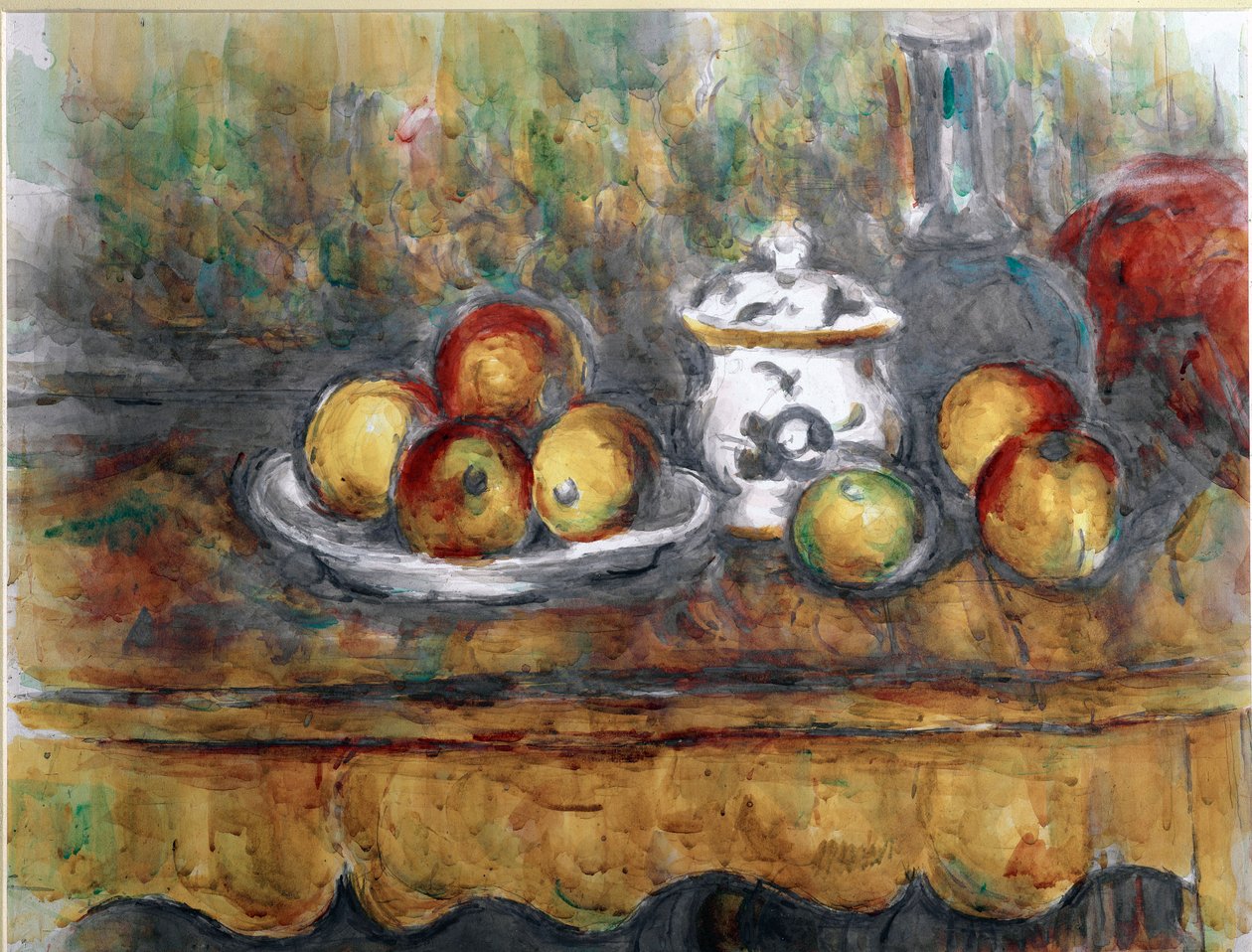 Zátiší modrá láhev Akvarel od Paula Cezanna (1839-1906) cca 1900. Slunce. 48x63 cm Vídeň, Kunsthistorisches Museum, Nude Gallery in der Stallburg od Paul Cézanne