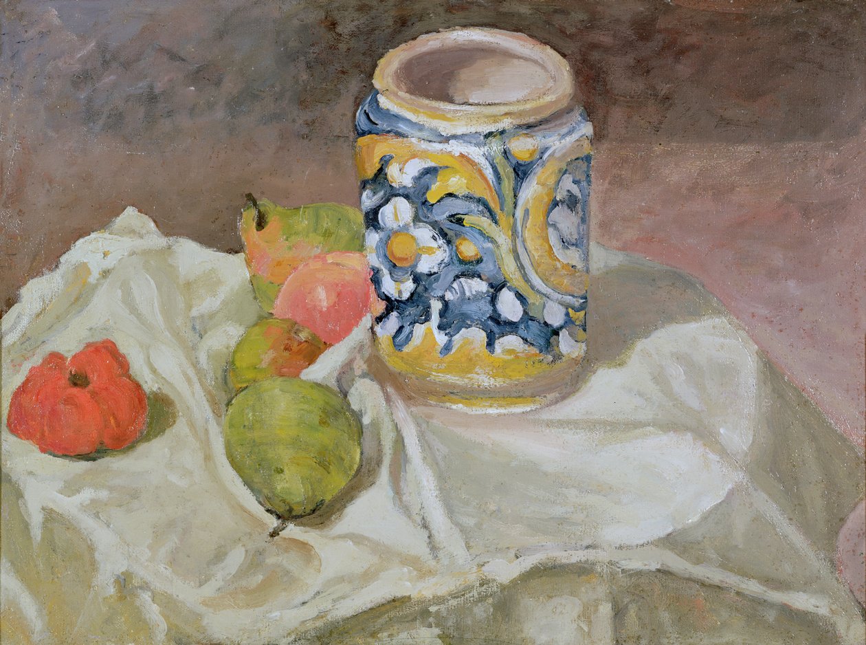 Zátiší s italskou hliněnou nádobou od Paul Cézanne