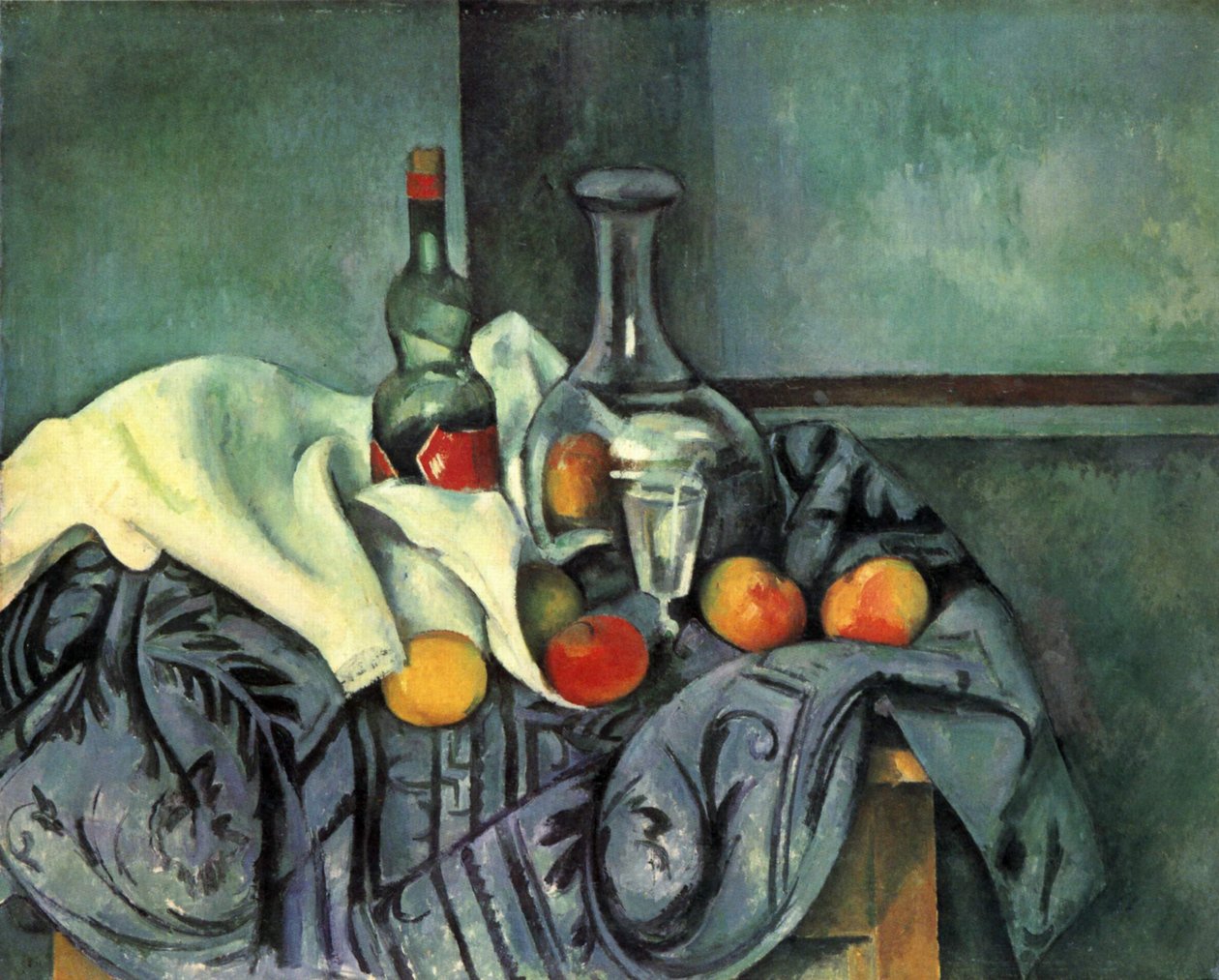 Zátiší, láhev máty peprné od Paul Cézanne