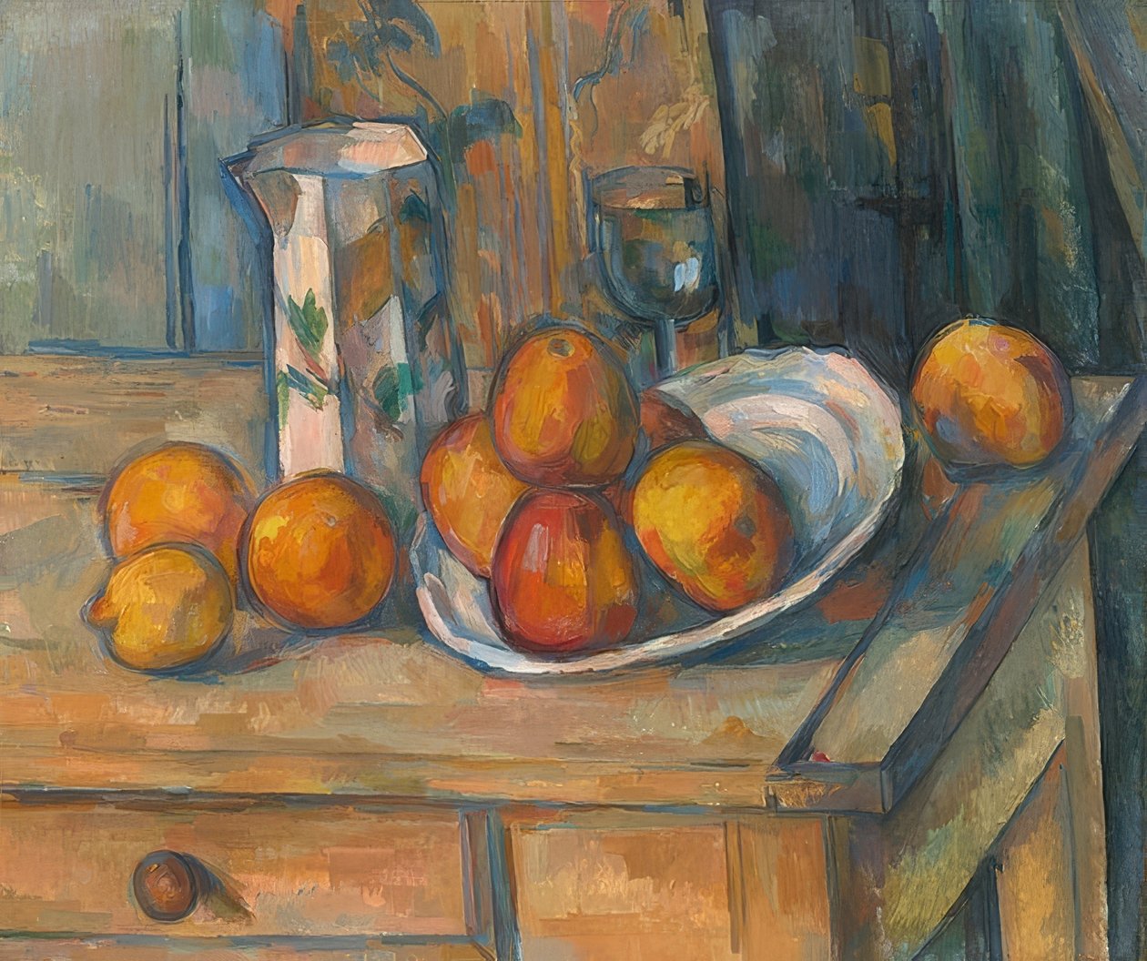 Zátiší s konvičkou na mléko a ovocem. 1900 od Paul Cézanne