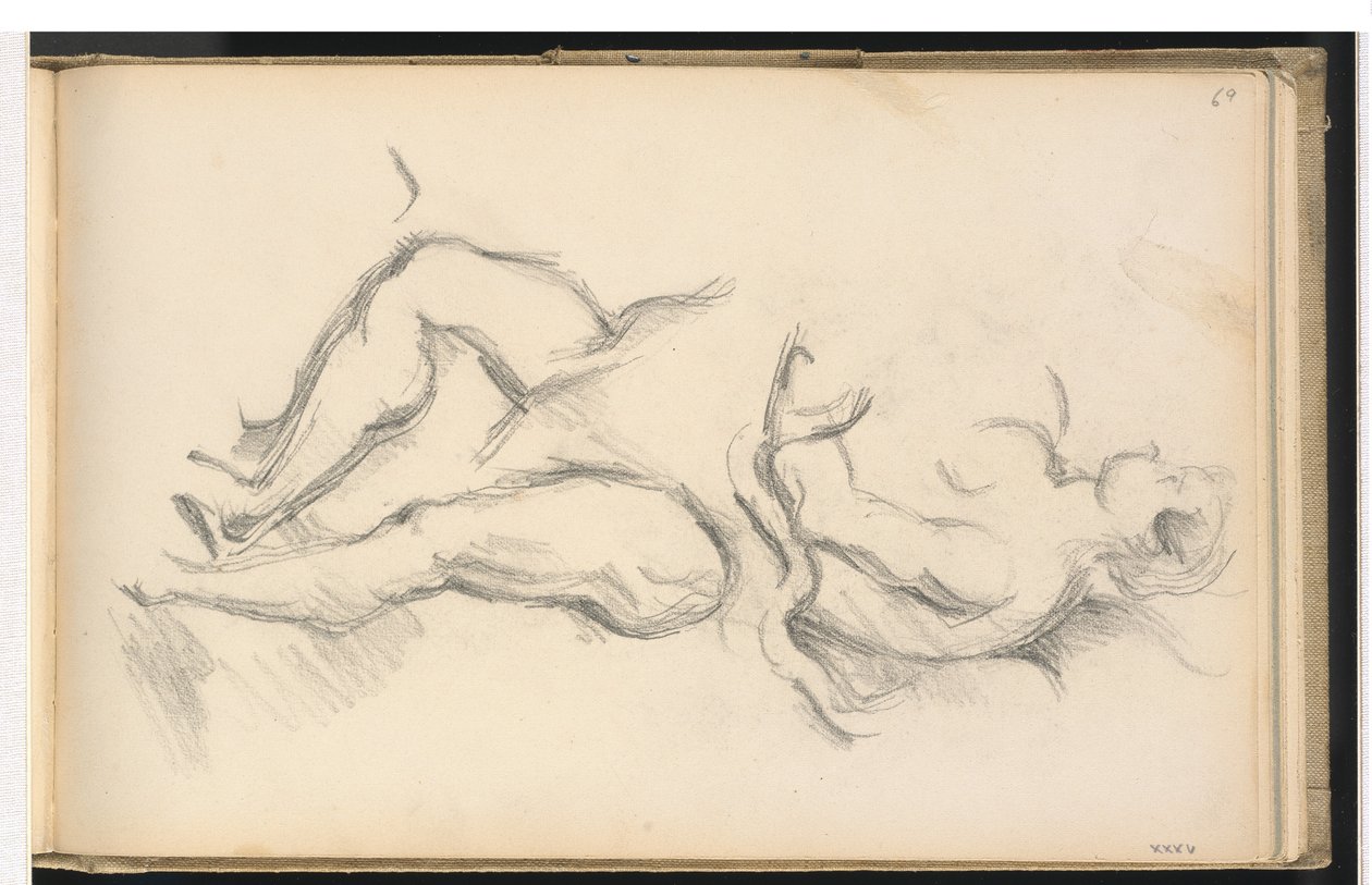 Studie alegorické postavy génia zdraví z Rubensova „Narození Ludvíka XIII. ve Fontainbleau“ od Paul Cézanne