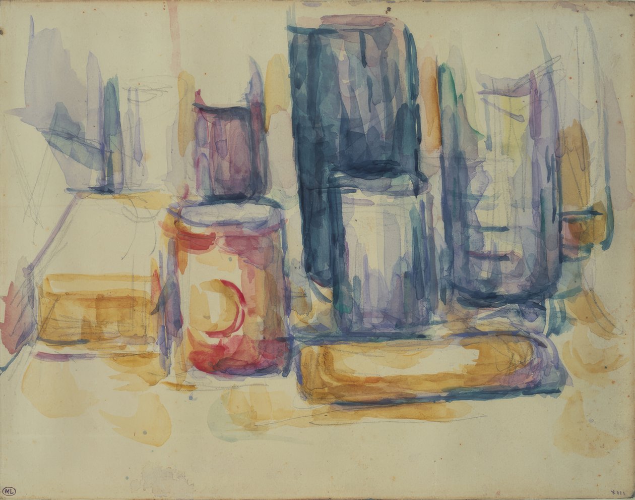 Kuchyňský stůl: sklenice a lahve od Paul Cézanne