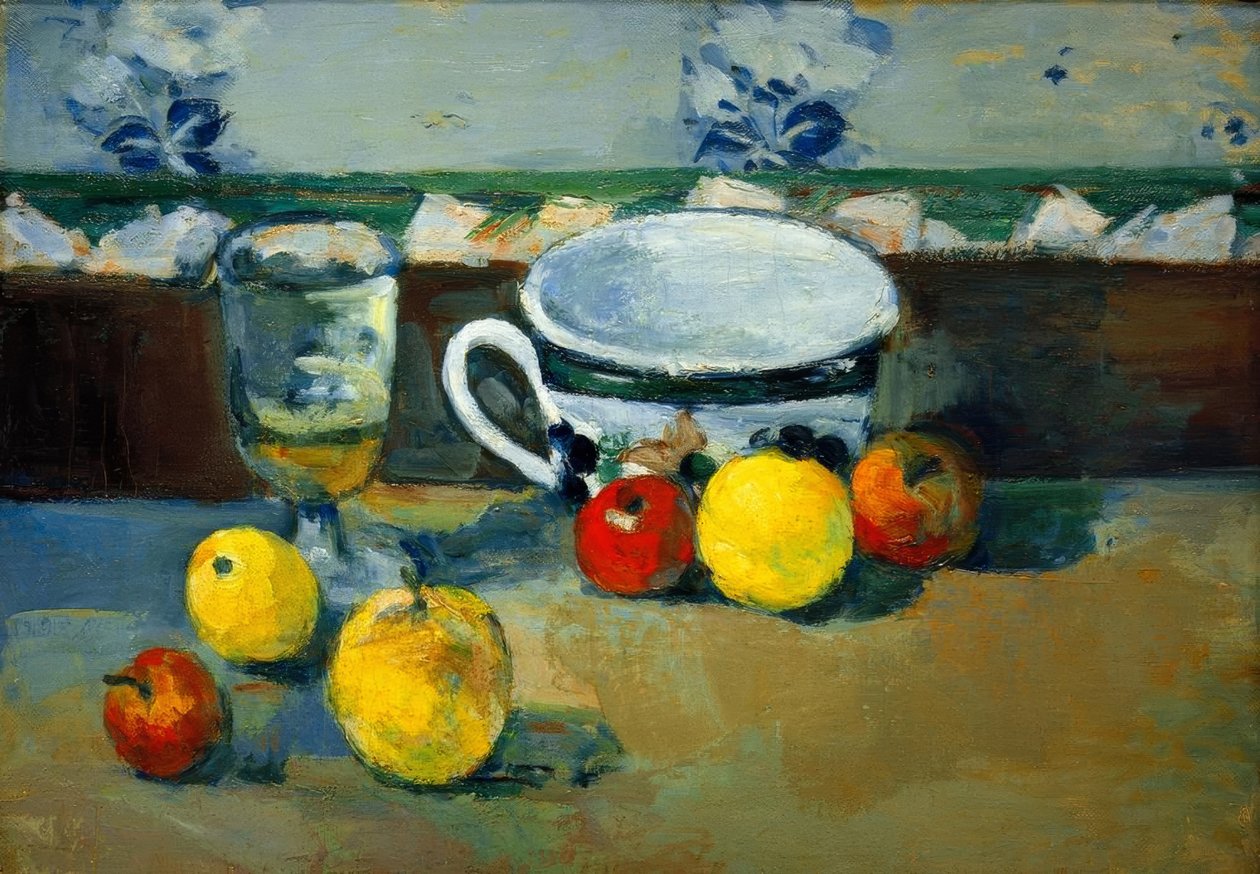 Pohár, sklo a ovoce II od Paul Cézanne