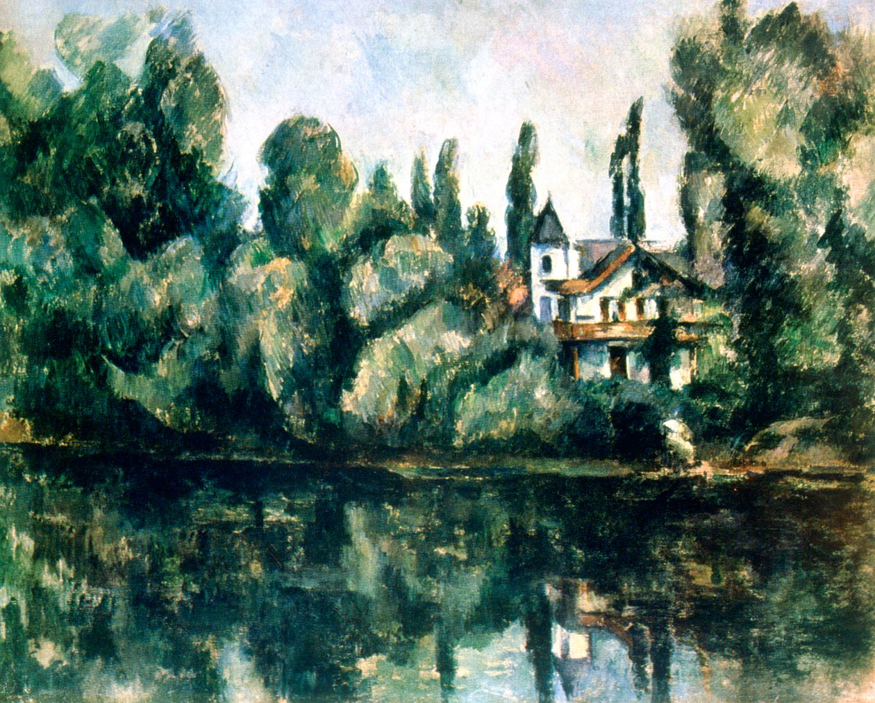 The Banks of the Marne, Villa on the Bank of a River, c1888. od Paul Cézanne
