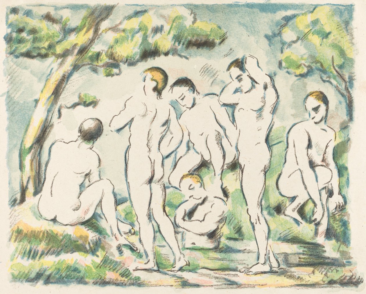 The Bathers (Small Talíř) od Paul Cézanne