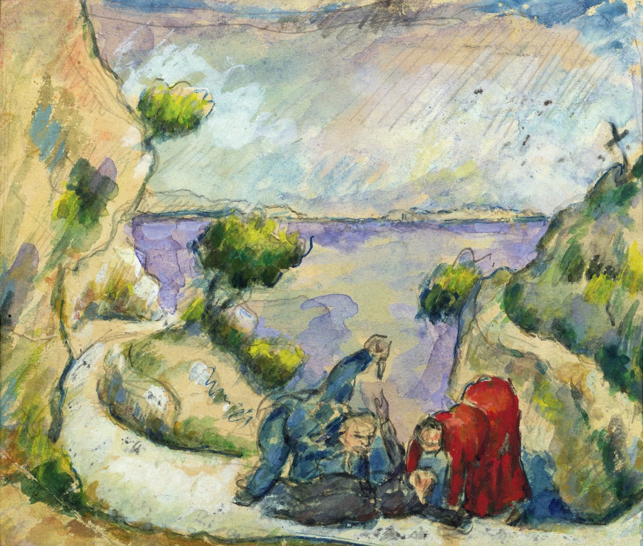 The Murder, c.1867-70 (akvarel a kvaš na papíře) od Paul Cézanne