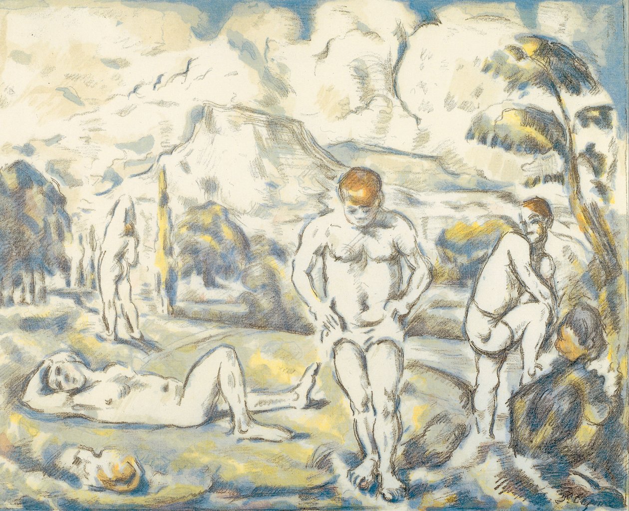 Koupající se (velký talíř) od Paul Cézanne