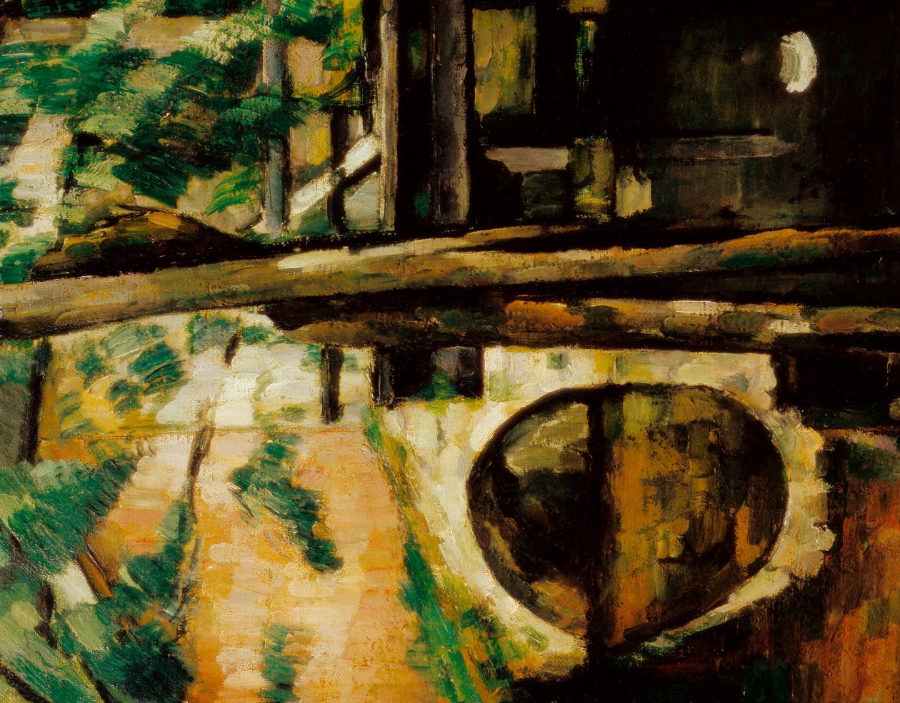 Most v Maincy (také známý jako Pont de Mennecy), detail od Paul Cézanne