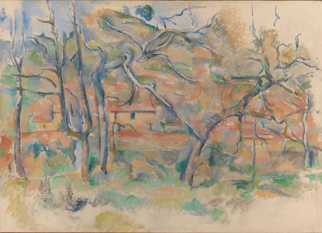 Stromy a domy, Provence, kolem roku 1885 (olej na plátně) od Paul Cézanne