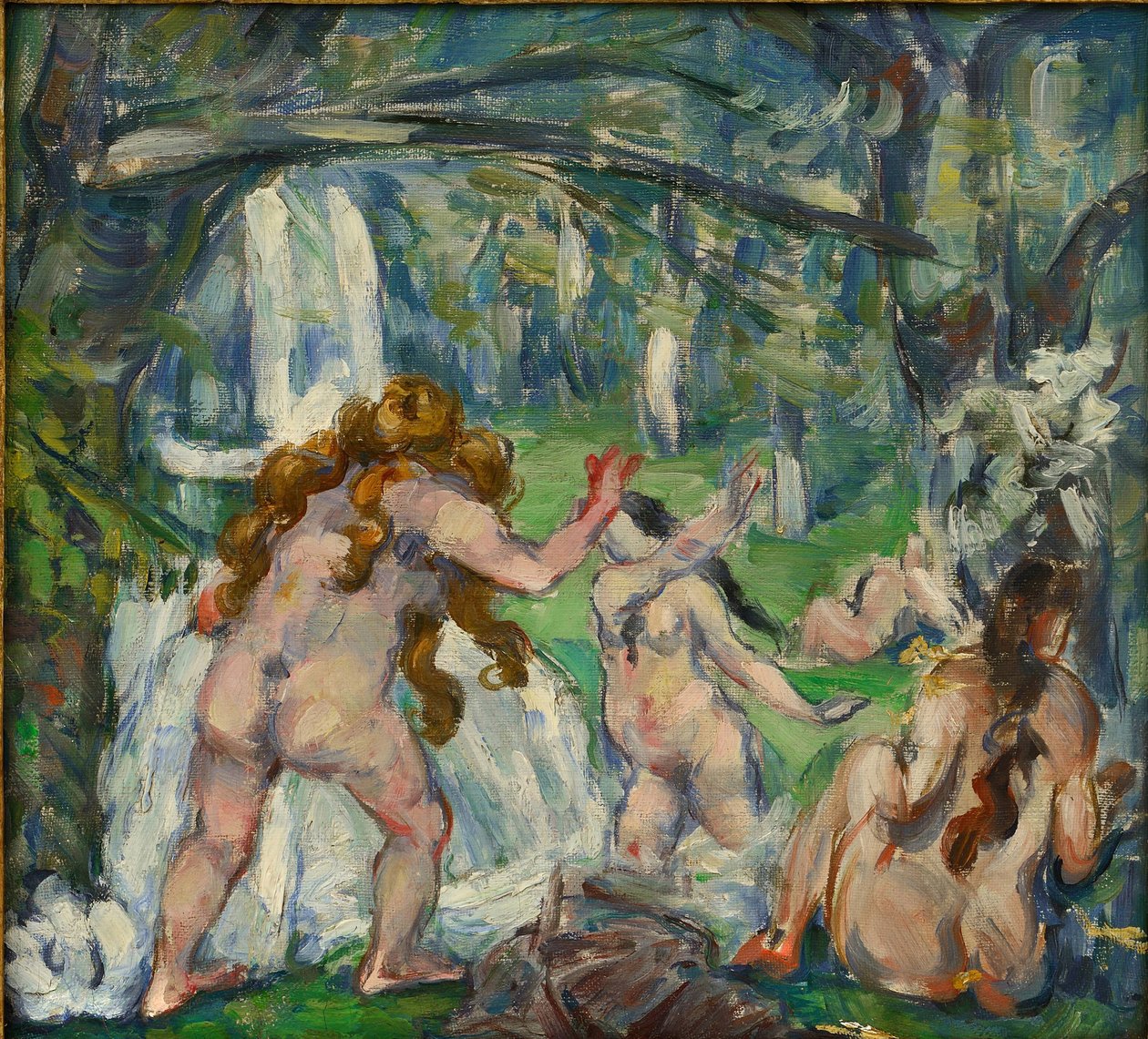 ""Tři lazebníci"" Obraz Paula Cezanna (1839-1906) 1875 Olej na plátně - rozměr 30,5x33cm Soukromá sbírka od Paul Cézanne