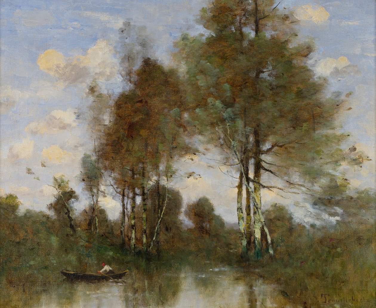 Člun na řece od Paul Desire Trouillebert