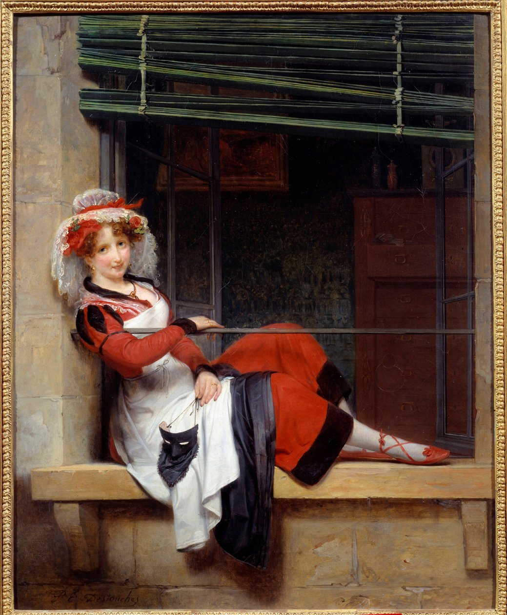 Čekání na maturitní ples Mladá žena sedící na okraji okna. Obraz Paul Emile Destouches (1794-1874) 19. století Nantes musee des Beaux Arts od Paul Emile Detouche