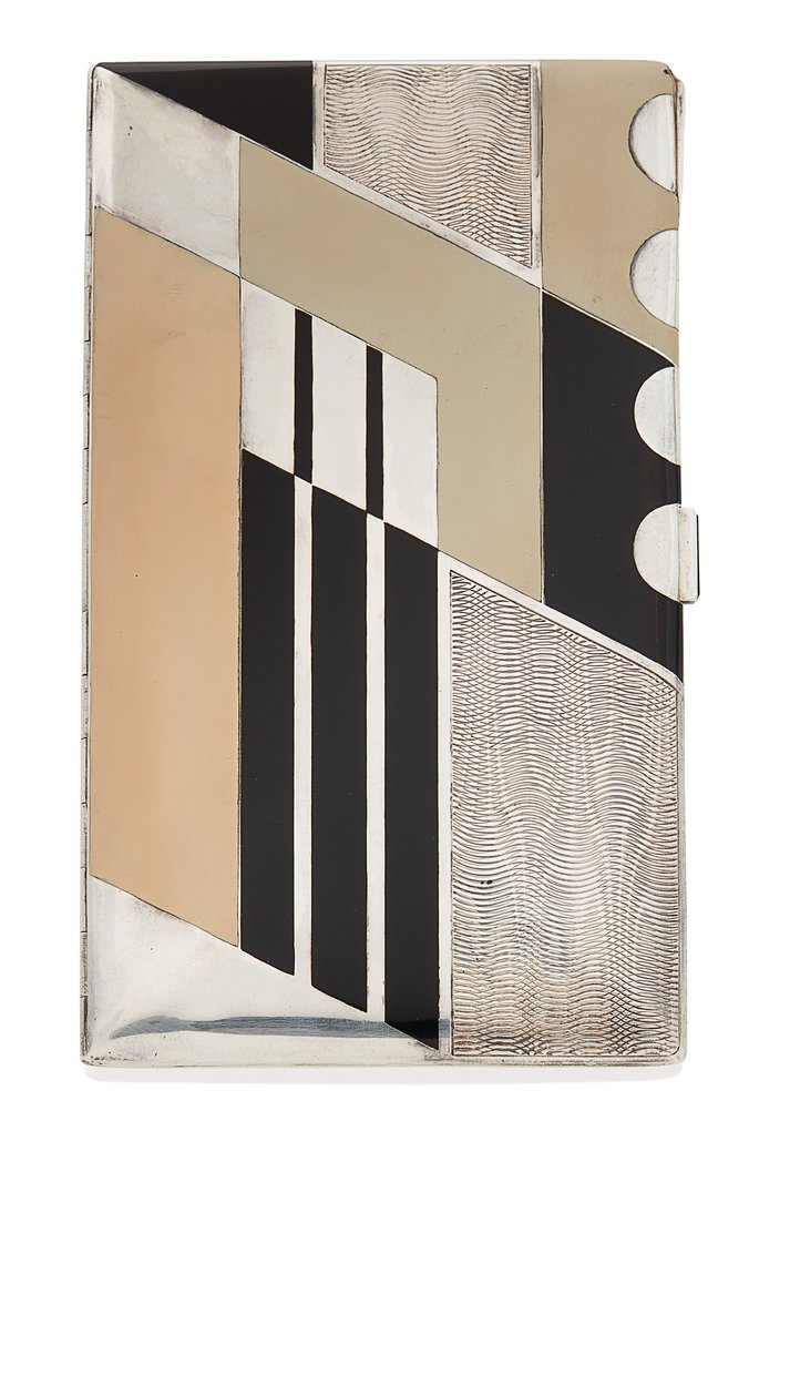 Pouzdro na cigarety, cca 1925 (stříbrno-zlacený kov a lak) od Paul Emile Brandt