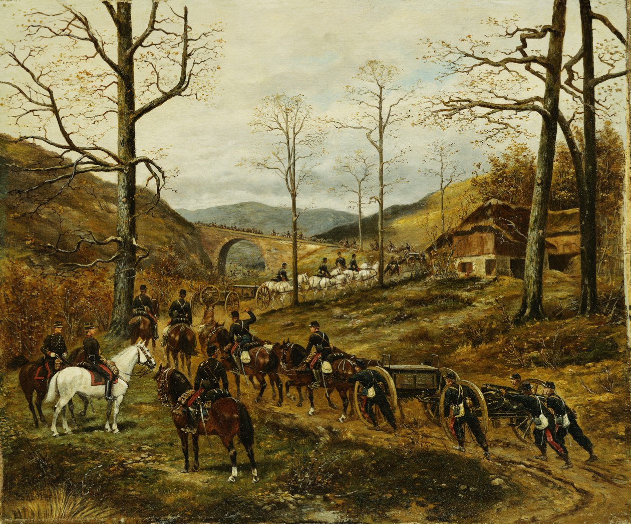 Dělostřelectvo se pohybuje údolím, Rezonville, od Paul Emile Leon Perboyre