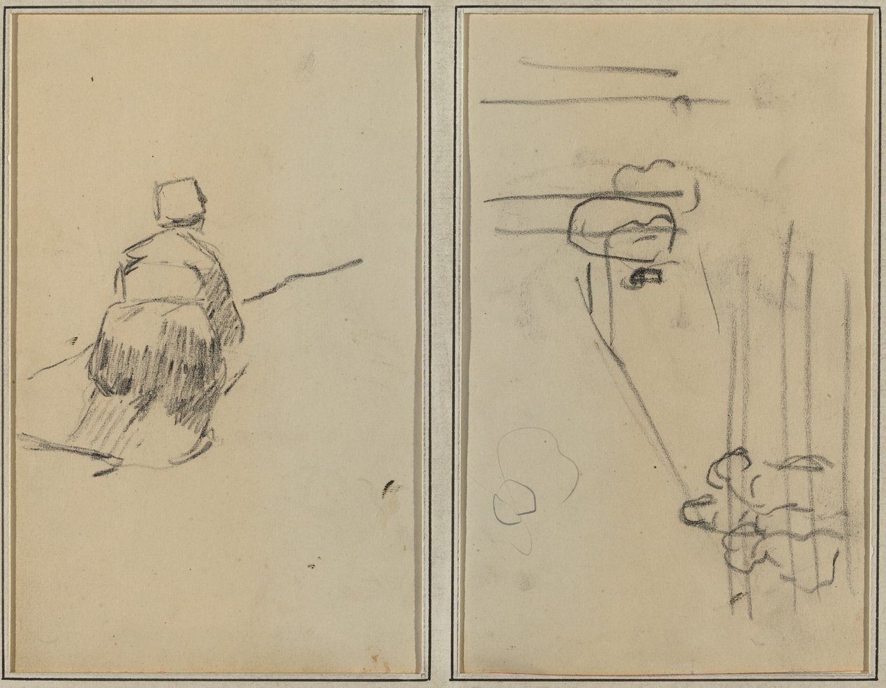 Breton Woman Walking; Skica se schody [verso] od Paul Gauguin