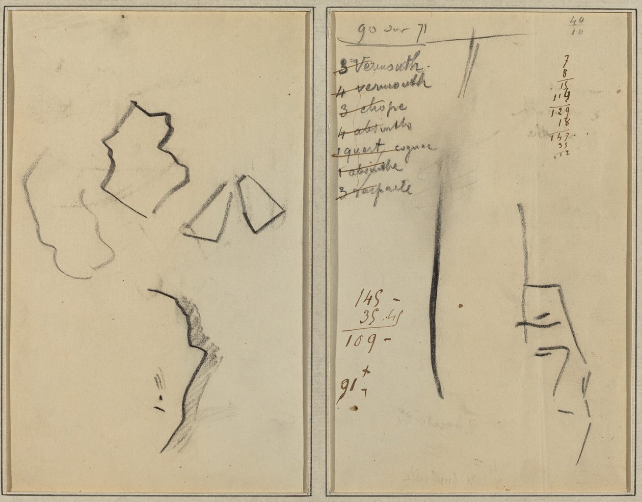 Profil a čtyři tvary; Náčrt mužské hlavy [recto] od Paul Gauguin