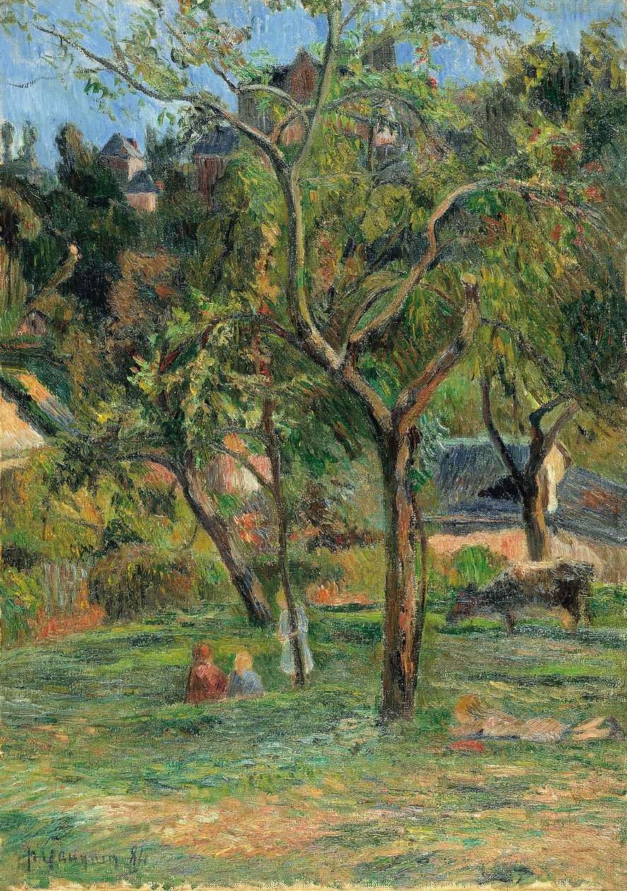 Orchard pod kostelem Bihorel, 1884 od Paul Gauguin