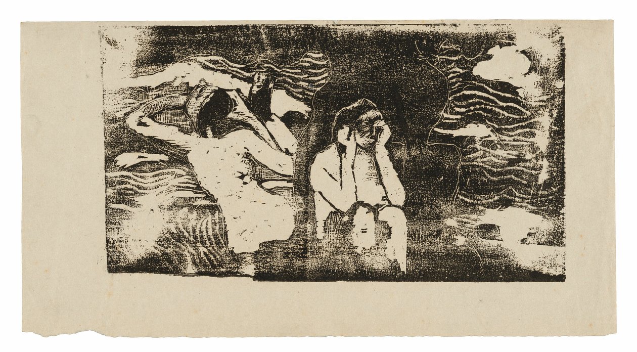 U Černých skal, ze sady pozdních dřevotisků od Paul Gauguin