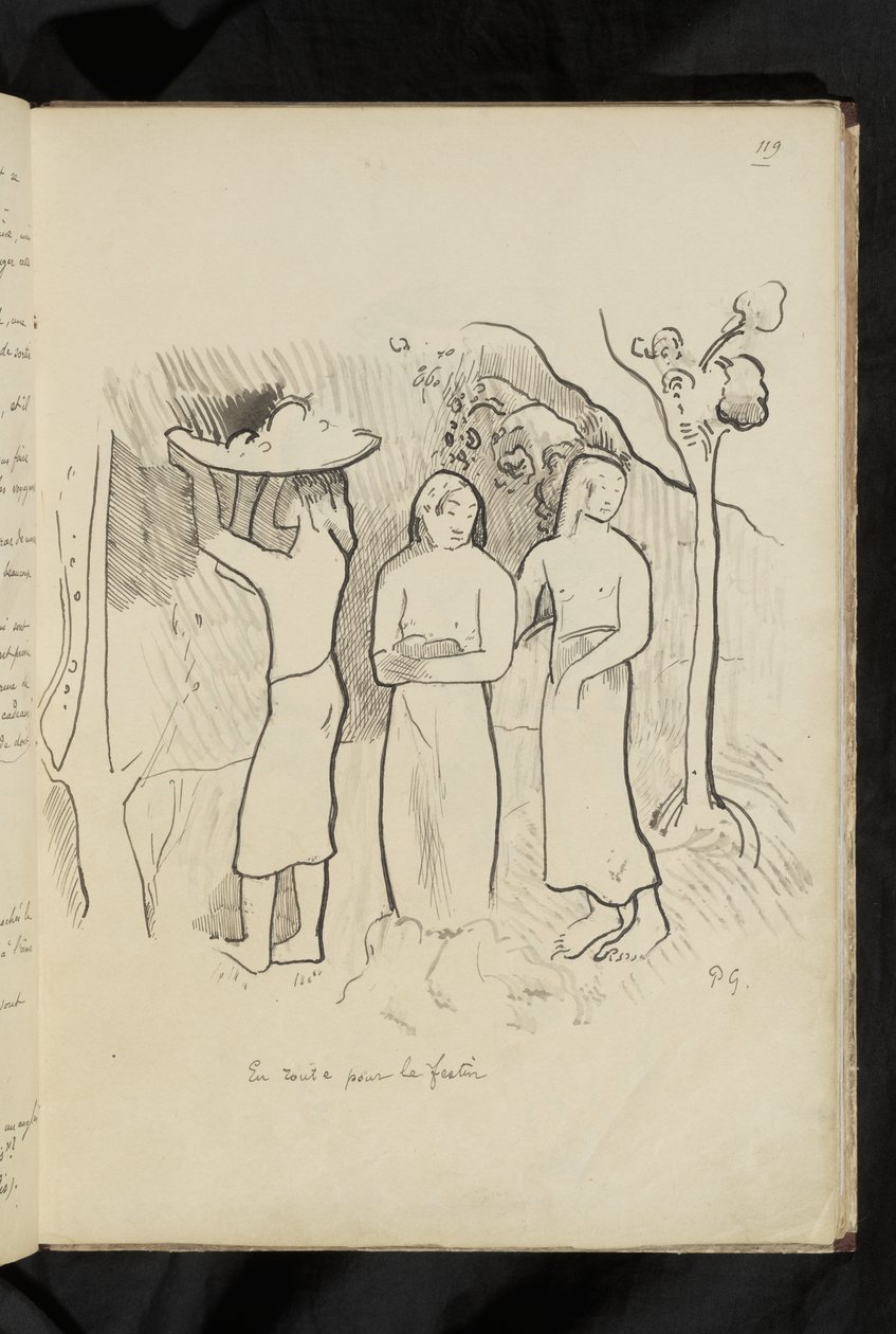 Před a po - kresba "Na cestě na hostinu" od Paul Gauguin