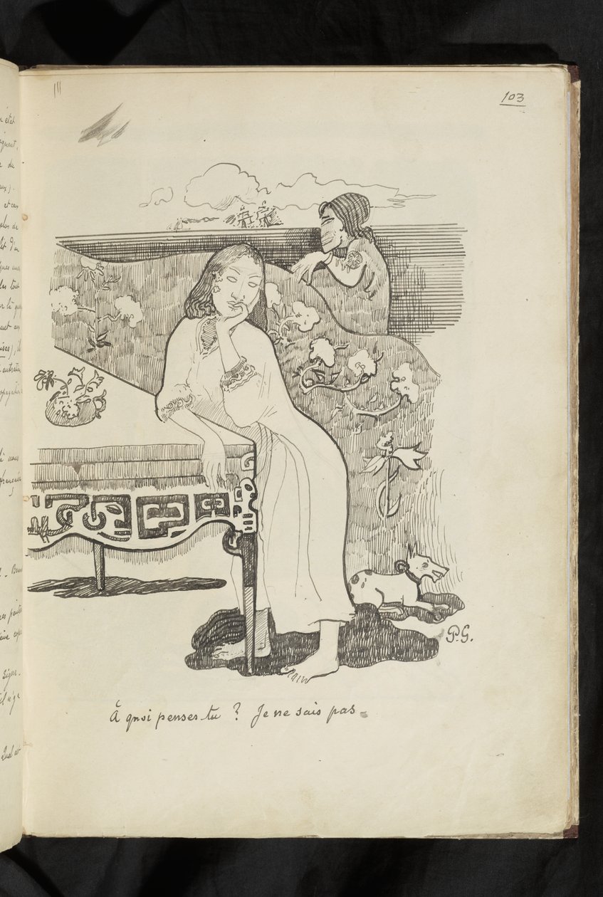 Před a po - kresba "Na co myslíš? Nevím" od Paul Gauguin