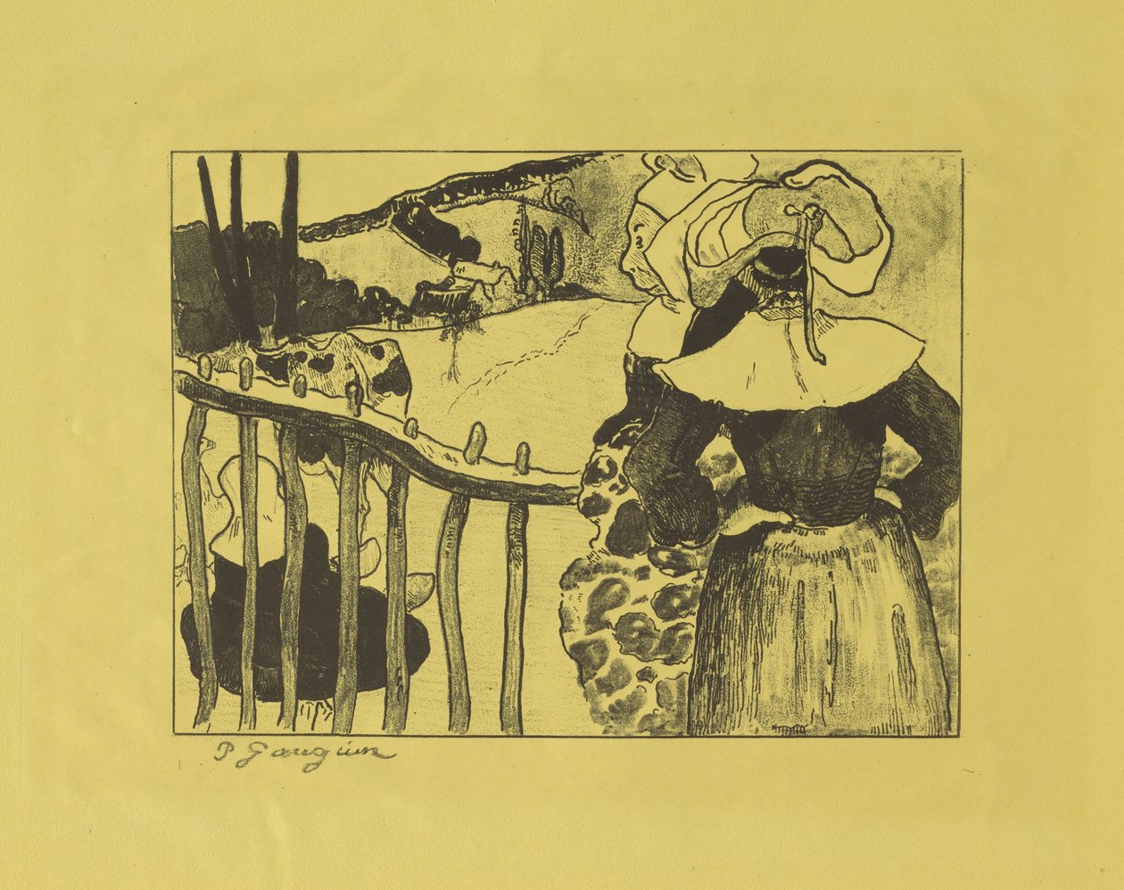 Bretonské ženy stojící u plotu, 1889 od Paul Gauguin