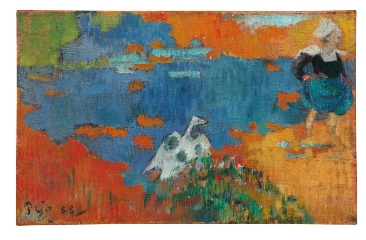 Bretaňka a husa na břehu, 1888 od Paul Gauguin