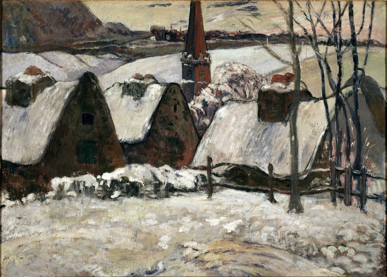 Bretonská vesnice pod sněhem (olej na plátně od Paul Gauguin