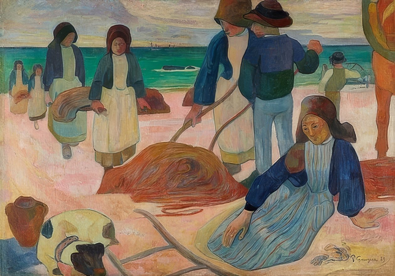 Bretonští sběrači mořských řas (II) (Ramasseuses de varech (II)). 1889 od Paul Gauguin