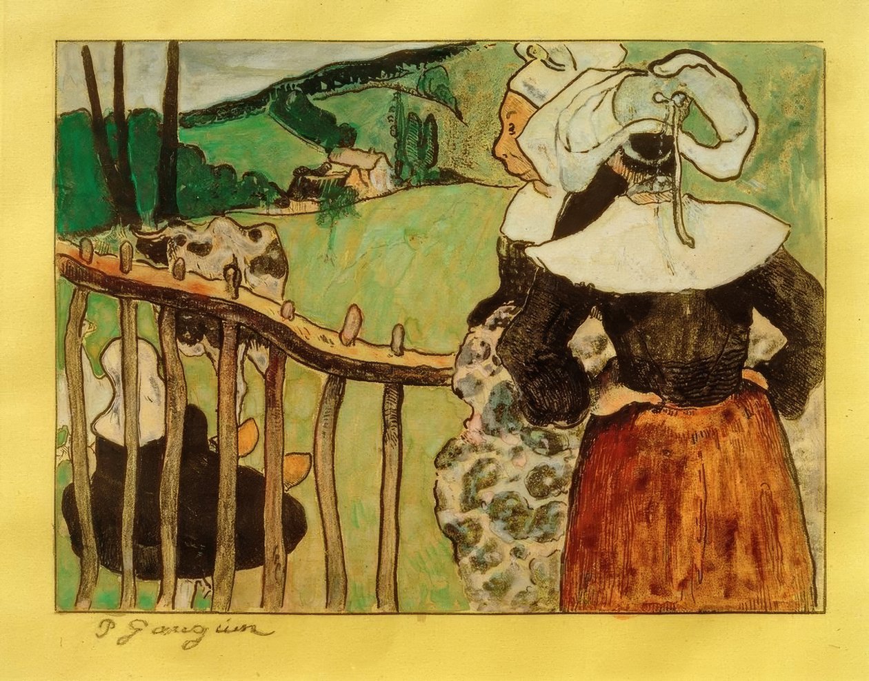 Bretonci u Bariéry od Paul Gauguin