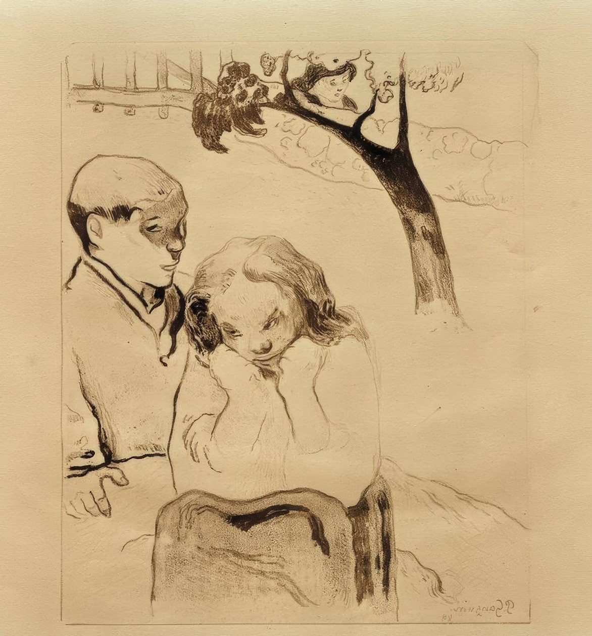 Bretonci u Bariéry od Paul Gauguin