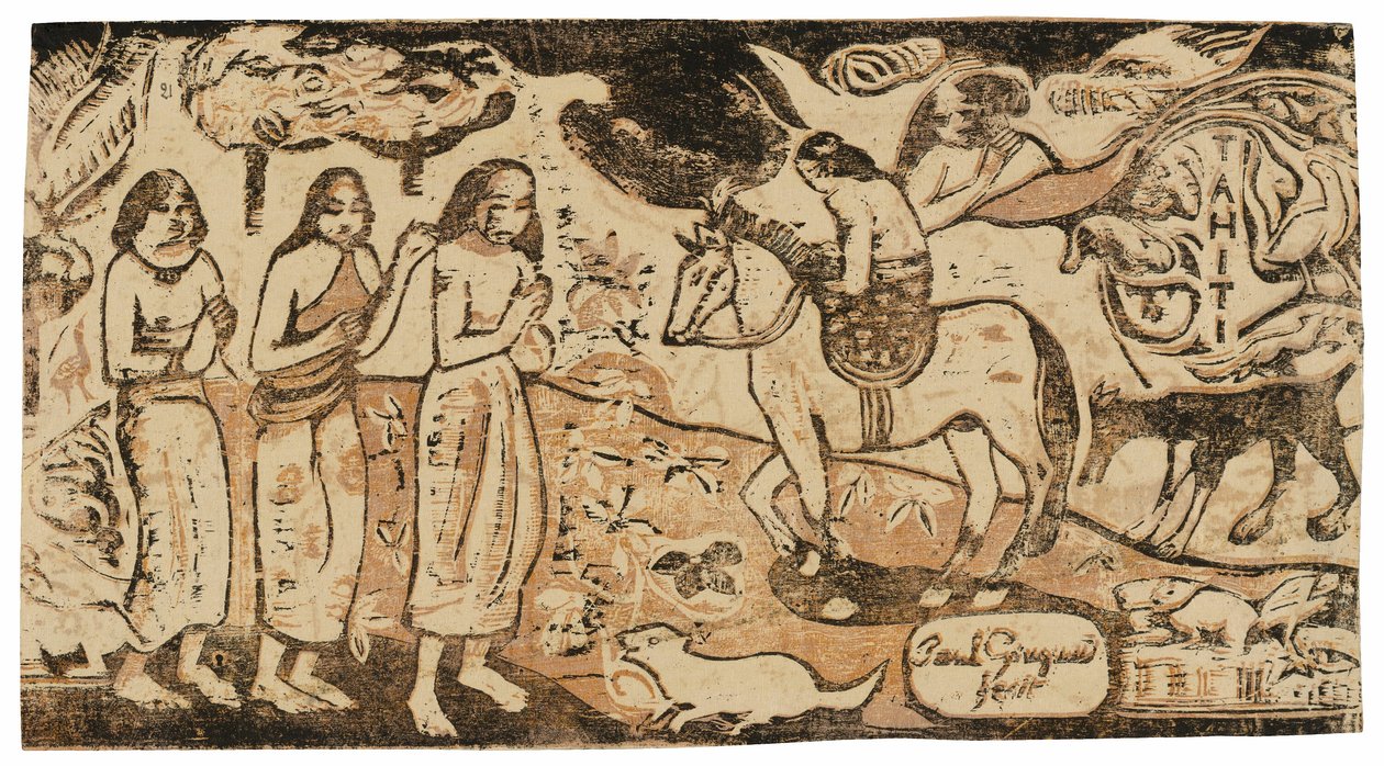 Změna bydliště, ze Suite pozdních dřevotisků od Paul Gauguin