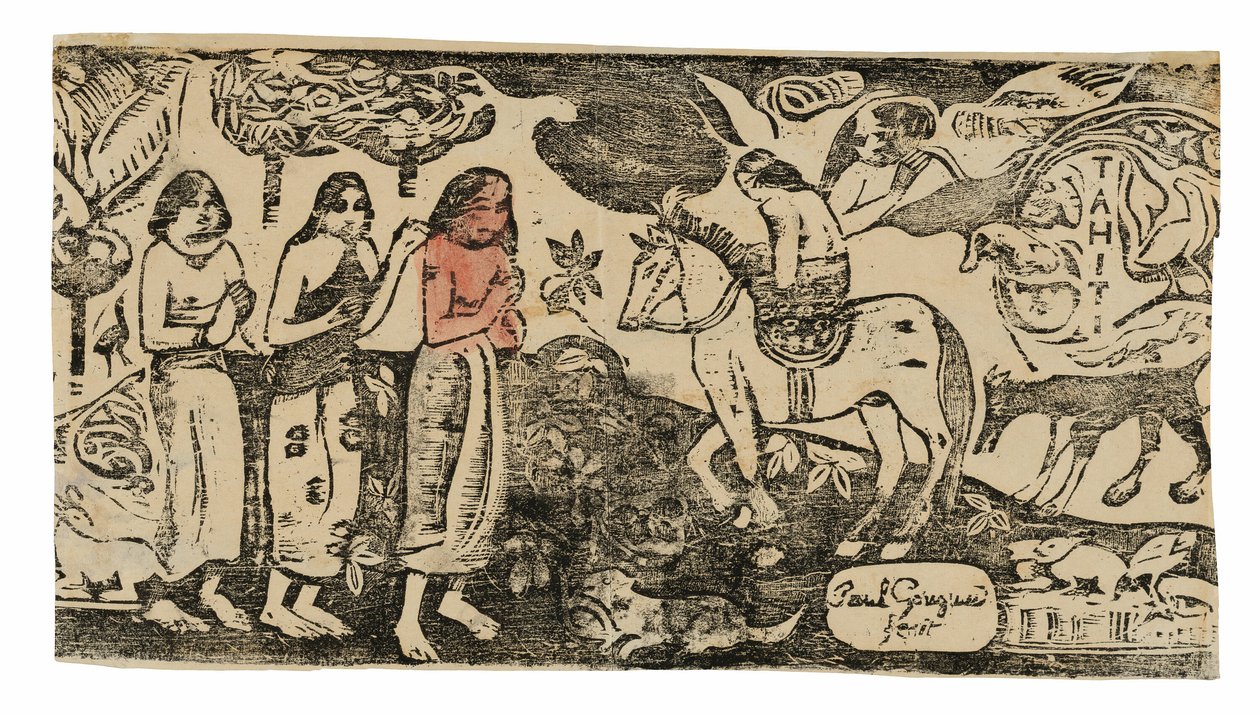 Změna bydliště, ze Suite pozdních dřevotisků od Paul Gauguin