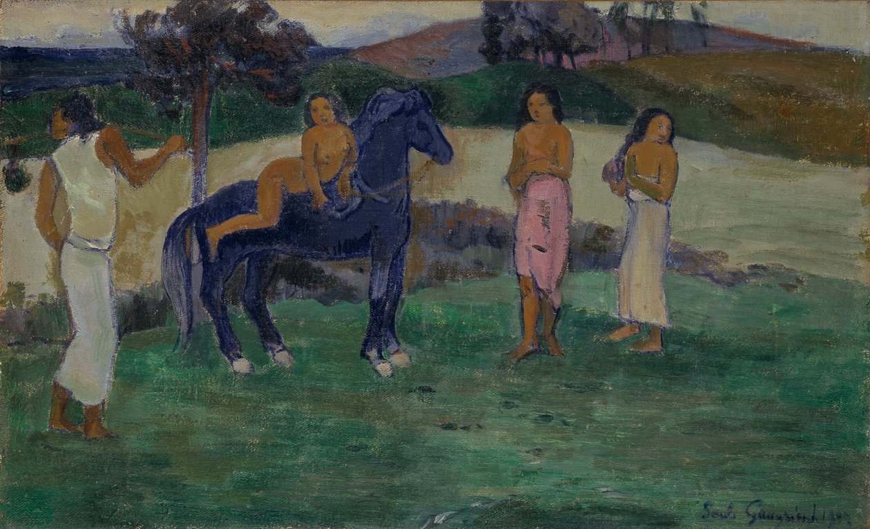 Kompozice s postavami a koněm od Paul Gauguin