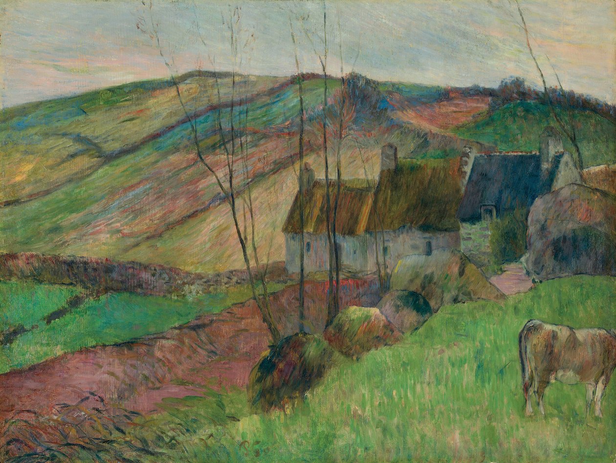Chaty na úbočích Mont Sainte-Marguerite; Chaty na straně Montagne Sainte-Marguerite, 1888 od Paul Gauguin