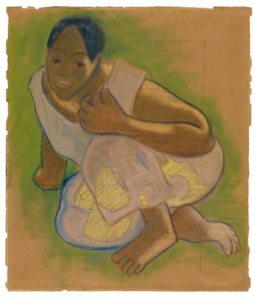 Krčící se Tahiťanka (související s obrazem Nafea faa ipoipo [Kdy se vdáš?]) od Paul Gauguin