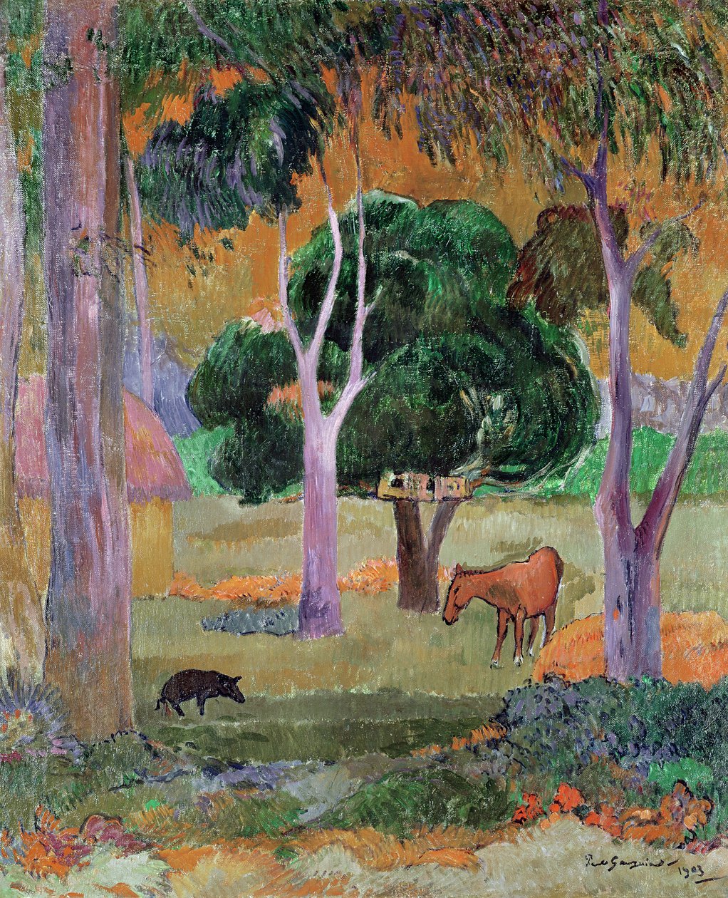 Dominikánská krajina aneb Krajina s prasetem a koněm, 1903 od Paul Gauguin